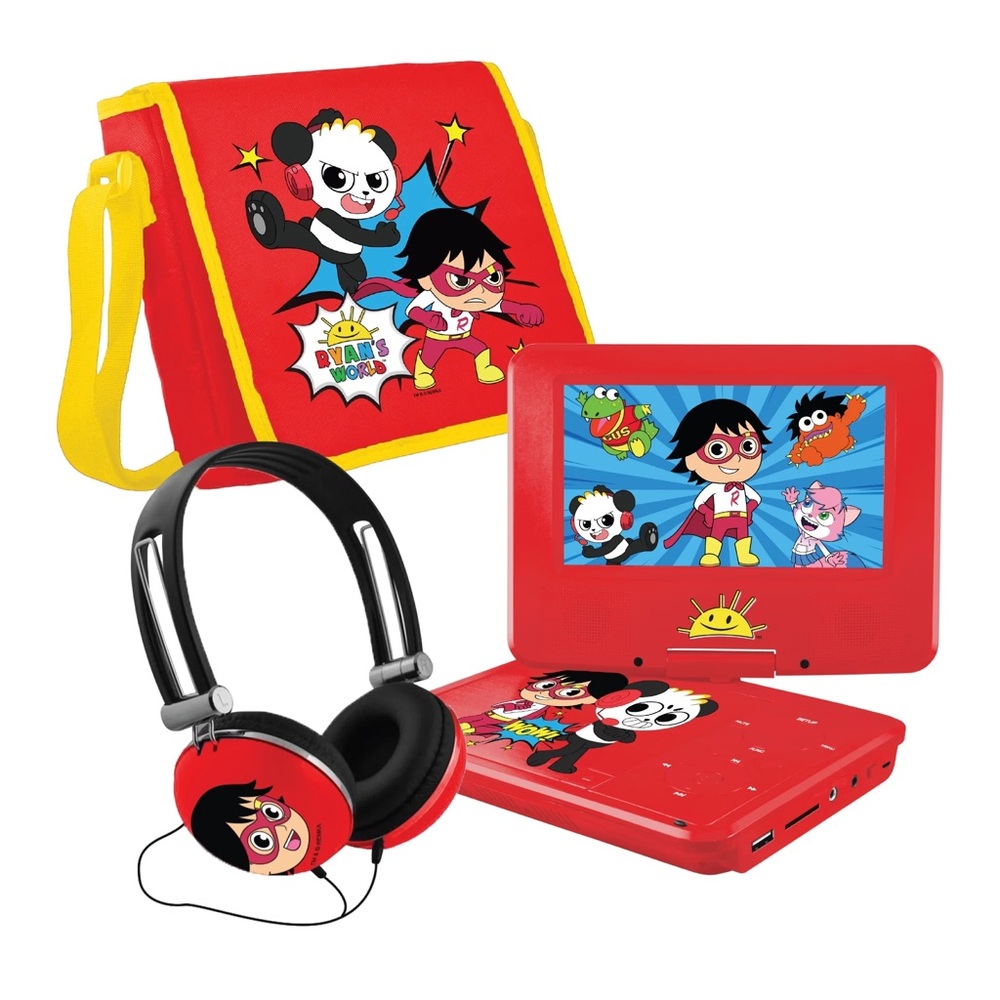 Ryan’s World 9” Portable DVD Player with Headphones, Carrying Bag, & DVD